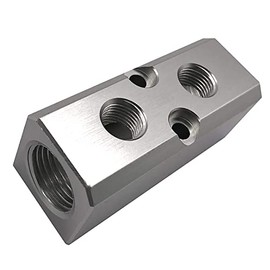 Still Awake 2 Way Pneumatic Manifold Air Distribution Block, G1/2 Supply Port, G1/4-Inch Output Port, Aluminum Alloy