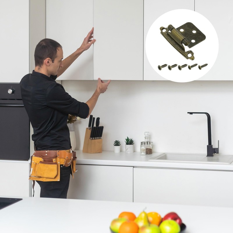 sourcing map Cabinet Kitchen Inset Hinges, 6Pcs 1/2" Overlay Semi-Concealed