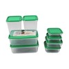 17PCS Food Container Green Fridge Bins Food Grade Plastic Leakage