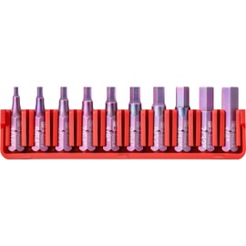 PB Swiss Tools BitBlock with 10 Bits Inch Inner Hex PB C6.711 | 100% Swiss Made | Handy BitBlock with Precision Bits for Standard Applications in Industry and Trade