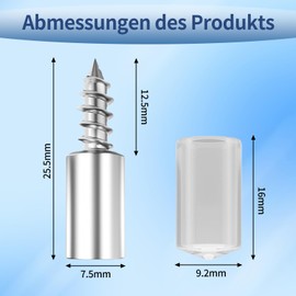 Pack of 60 Shelf Brackets, Diameter 7.5 mm, Shelf Holder with Rubber Protection, Shelf Holder, Self-Tapping Shelf Brackets, for Cupboard, Bookcase, Showcase, Furniture