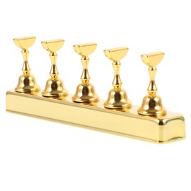 minkissy 1 Set Nail Tray Base Primer Buffing Hardener Press Charms Nail Tip Clipper Stickers Nail Art Practice Hand Stand Cuticle Gel Drill Kit LED Strengthener Golden Stainless Steel