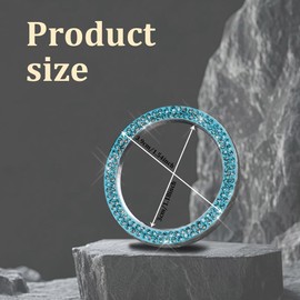 RGOAANC 2PCS Crystal Rhinestone Engine Start Stop Decoration Ring, Anti-Scratch Key Ignition & Knob Bling Ring, Accessories Sparkling Push Start Button Sticker for Car (Light Blue)