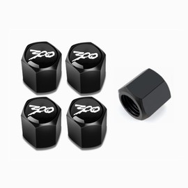 HUIANTS for Chrysler 300/C/ 300S Black Metal Tire Valve Stem Cap Covers Air Valve Cap Set Dust Proof Leak-Proof Air Cover Logo Styling Car Accessories(Pack of 5)