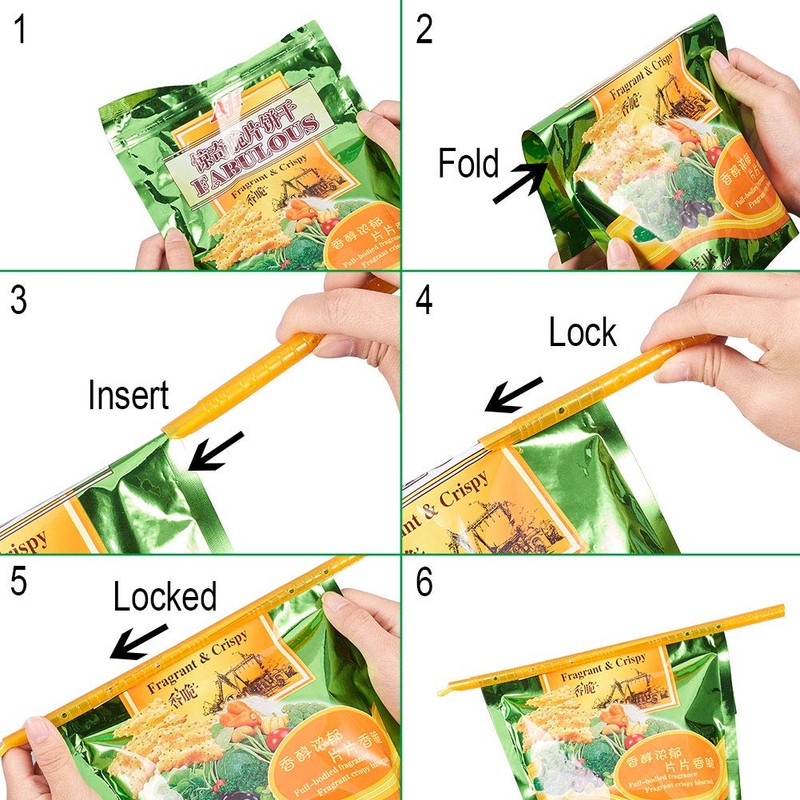 WANDIC Bag Sealing Clips, 8 Pieces Plastic Sealing Rods in