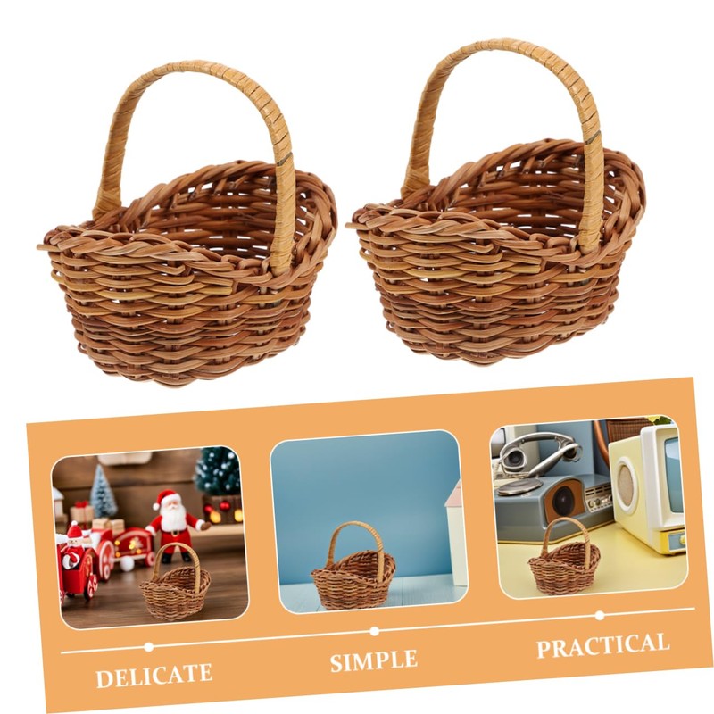 Levemolo 5pcs Handwoven Portable Basket Decorative Tiny Flower Holders with