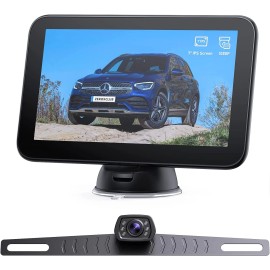 ZEROXCLUB Backup Camera Kit Rear View Camera HD 7 inch Monitor License Plate Waterproof