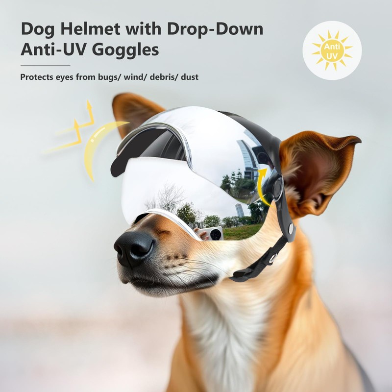 Dog Helmet for Small Breed Cool Pet Motorcycle Helmet with