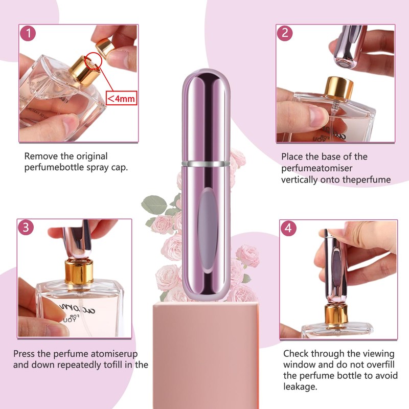 opasyo 4 Pcs Mini Refillable Perfume Portable Atomizer Bottle, 5ml