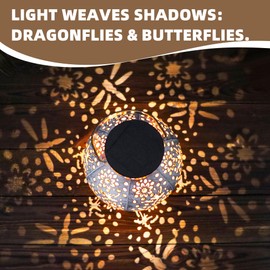 FREEPOWER Solar Lanterns for Garden Lighting - Waterproof LED Outdoor Lamp with Metal Housing, Hanging/Standing & Warm White Flickering Light