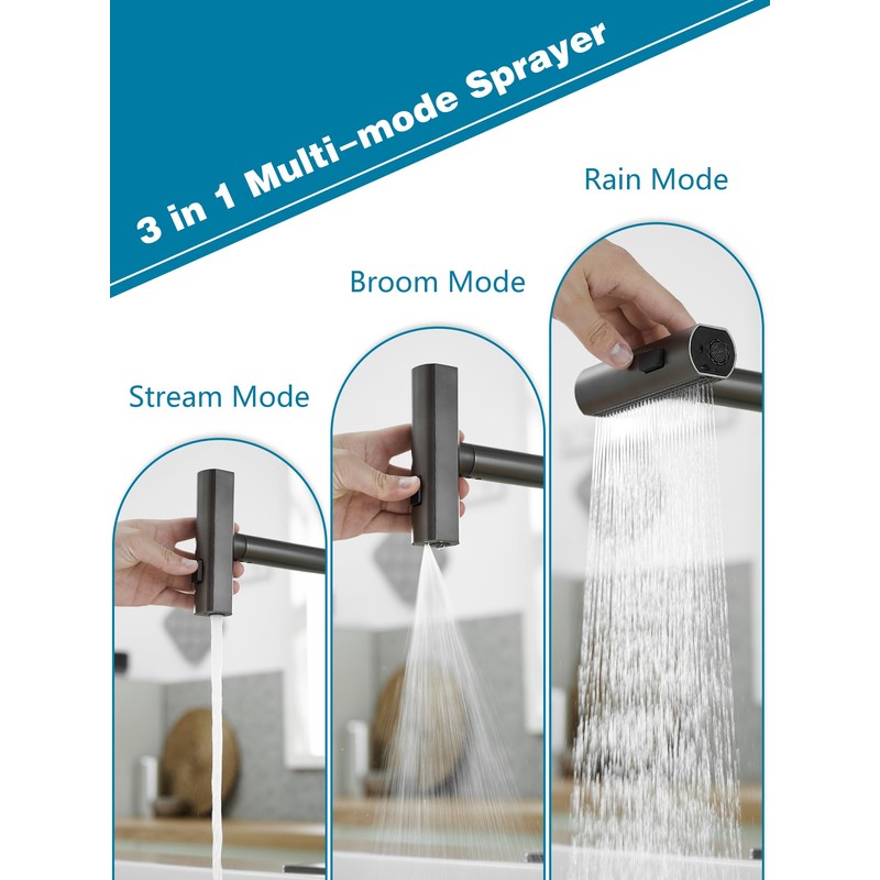 Kitchen Faucets with Pull Down Sprayer,Waterfall Kitchen Sink Faucet,Commercial Utility