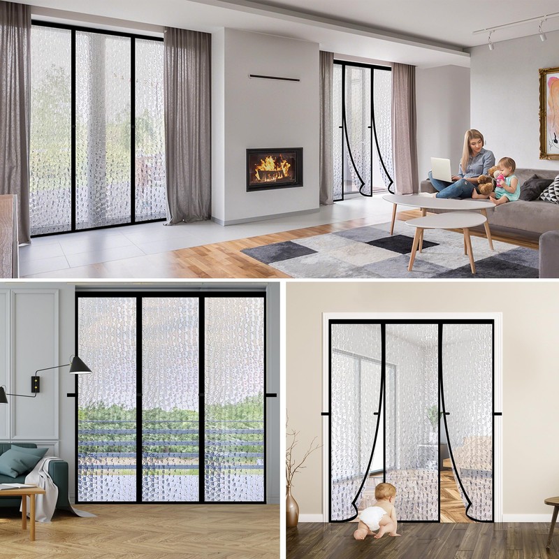 RELIANCER Magnetic Thermal Insulated Door Curtain,Waterproof EVA Door Cover,Double Door