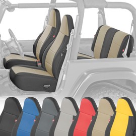 Diver Down Neoprene Seat Cover Set - Fits Jeep TJ 1997-2006 Wrangler - Front and Back Seat Set - Waterproof Custom Fit Seat Covers - Soft Padded Cushion Feel - Thermal Resistant - (Tan, 97-02)