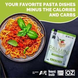 Palmini Linguine Pasta | Low-Carb Pasta, Low-Calorie Hearts of Palm Pasta | Keto, Gluten Free, Vegan, Non-GMO, Plant Based, Healthy Noodles | Seen on Shark Tank |(12 Ounce - Pack of 1)