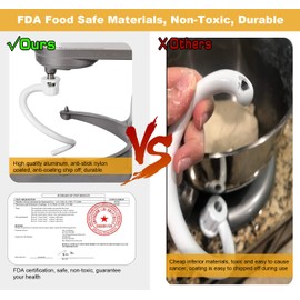 Spiral Dough Hook for Kitchenaid Stand Mixer 6qt - Kitchenaid Dough Hook Attachment Professional 6, Coated Metal Kitchen Aid Dough Hooks 6 Qt, Compatible with KV25G0X KV25G8X KV25H0X KP26M1X KP26M8X