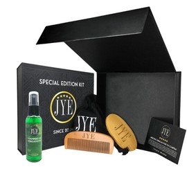 JYE Kit para Barba y Bigote: Shampoo de Bergamota, Peine y Cepillo, Edición Especial, Regalo para Hombre, Set para barba