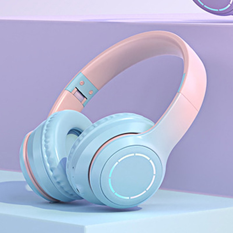 Bluetooth Headphone Heavy Bass Noise Cancelling Foldable Gradient Color Wireless