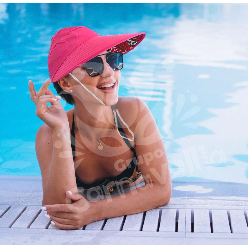Grupo Carnavallia Sombrero Visera Grande Fucsia Sol Gorra Deporte Playa