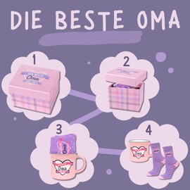 soxo Grandma Socks Women's Gifts for Women Funny Gift Colourful Women's Socks UK 2-7 1-3 Pairs, Socks 1 pair + cup