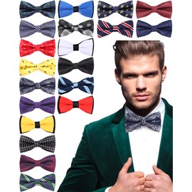 Hercicy 20 Pcs Bow Ties for Men Pre Formal Satin Bowties Set with Adjustable Neck Band for Wedding Party Favors(Bright)
