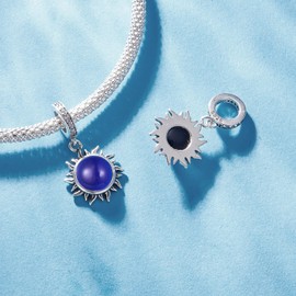 NINGAN 925 Sterling Silver Colorful Sun Pendant Women's Bracelet Necklace Pendant as a Birthday Gift for Wife, Friends, and Family