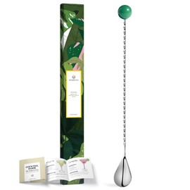 Homestia 12-Inch Stainless Steel Cocktail Spoon with Natural Gemstone Handle - Perfect for Mixing & Layering Drinks in Tall Cups, Bar & Shakers - Durable Long Handle Bar Stirrer (Green)
