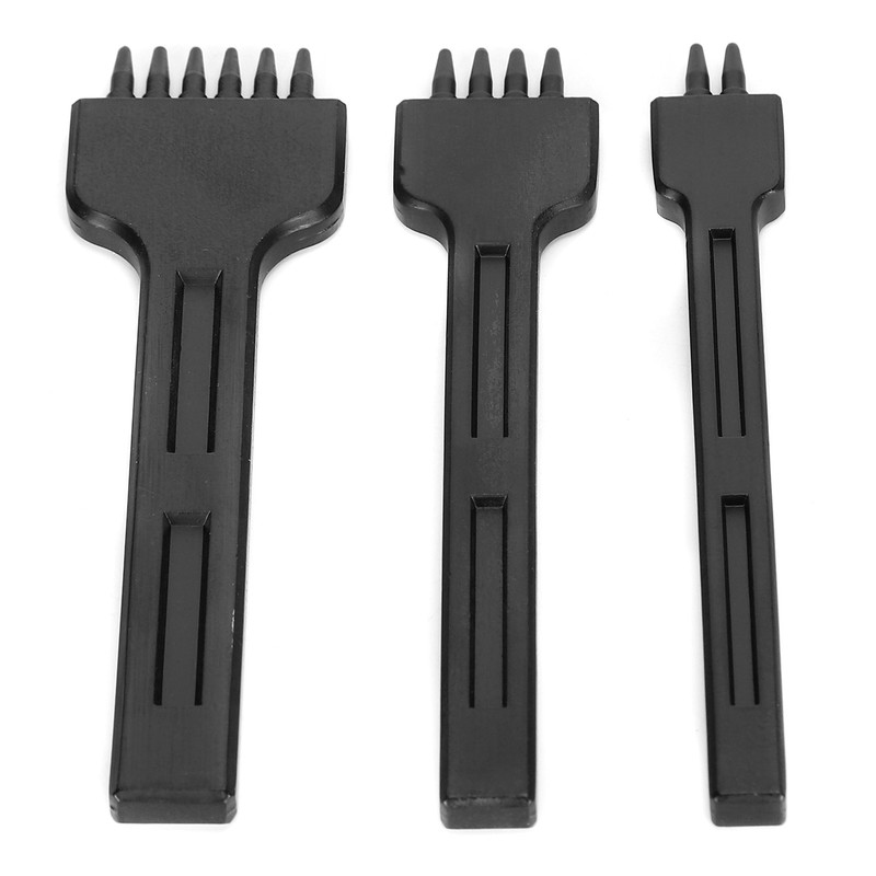 3Pcs 4mm Spacing Prong Chisel Black Alloy Steel 2/4/6 Teeth