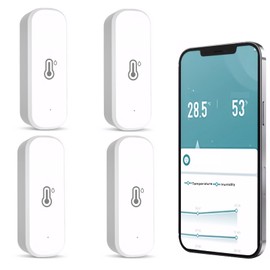 Mengshen 4 Pack WiFi Hygrometer Thermometer Smart Home Humidity Monitors with Real-Time Alerts Full House Coverage for Nursery Kitchen Basement Garage