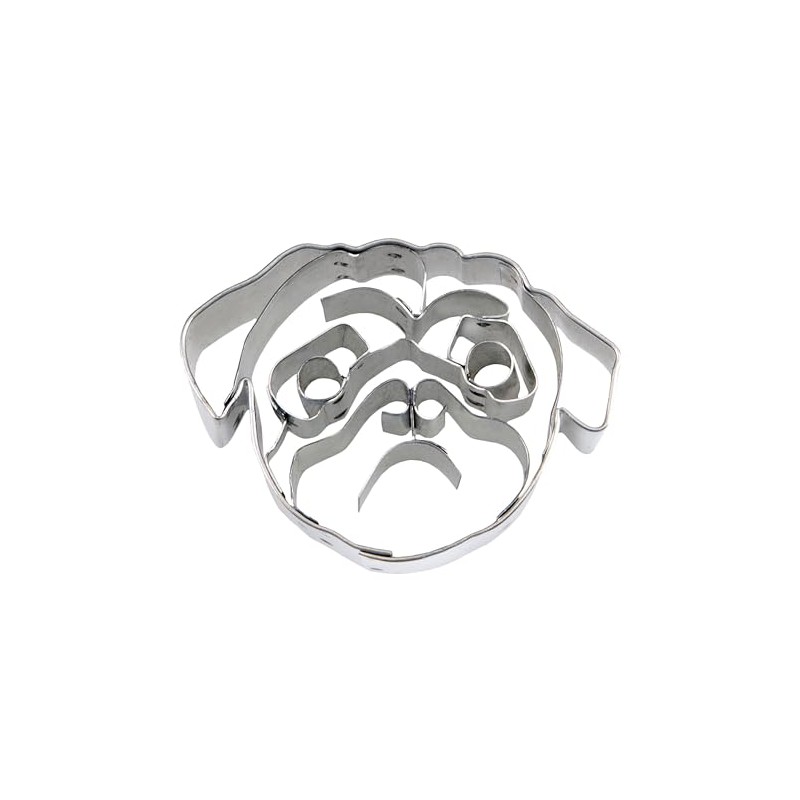 Staedter Embossing Pug Face Cookie Cutter, Silver