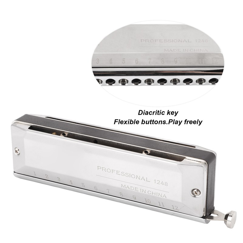 Chromatic Harmonica Metal 12 Holes 48 Tones Mouth Organ Harmonicas