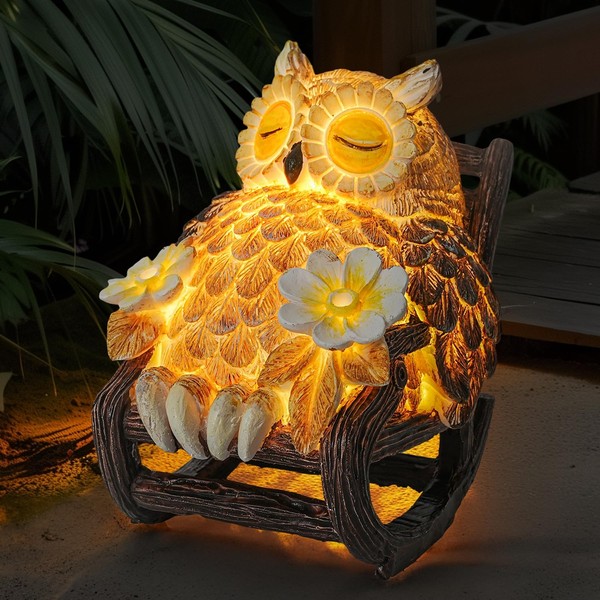 LIULO TOOL LIULO TOOL Solar-Powered Owl Statue on Chair, Cute