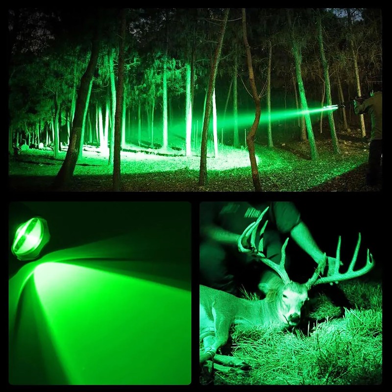 LUXJUMPER Green LED Flashlight One Mode Long Range Light LED