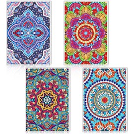 Mooliwe 4 Pcs Diamond Painting Notebook for Adults, Diamond Art Journal DIY Art Kits Sets A5 Leather Painting Sketchbook Back to School Supplies Gifts for Adults Beginners(Mandala Boho)