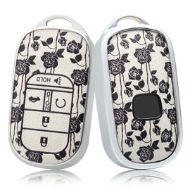 for Honda Key fob Cover,Car Key Case Protector Compatible with 2022 2023 2024 Honda Accord Civic HR-V CR-V Pilot Smart Remote Key (White Rose)