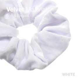 2 PCS Premium Large Hair Velvet Scrunchies Ties Bands Updo Ponytail Bobble Scrunchy Holder For Women Girl Kids, White