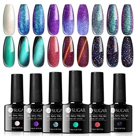 UR SUGAR Gel Nail Polish Set, Cat Eyes Gel, Color Changing Gel, Starry Glitter Gel, Chameleon Gel, Magnetic Jade Gel,6 Bottles in 1 Set Nail Art...   