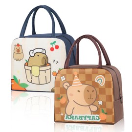 FOSDICK Capybara Lunch Bag, Cute Mini Cool Bag Children, Capybara Lunch Bag, Small Lunch Bag for Work, School, Picnic, Lunch Bag Gifts for Girls, 23 x 19 x 13 cm, Pack of 2