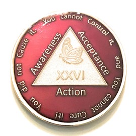 Recovery Line 26 Year Al-Anon Medallion - Al-Anon Burgundy, Red, Tri-Plate Medallion, Chip, Coin, Token