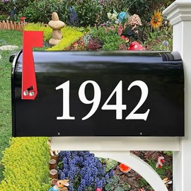 Diggoo 2 Set White Mailbox Numbers Sticker Decal Die Cut Elegant Style Vinyl Number 5" Self Adhesive for Mailbox, Signs, Window, Door, Cars, Trucks, Home, Business, Address