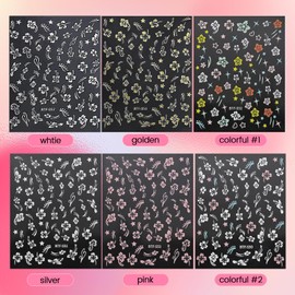 HUTRADE 6 Sheets of Hibiscus Flower Nail Decals, 3D Nail Stickers, Versatile, Fashionable, Nail Stickers, Flowers, Stickers for Unique DIY Nail Art