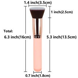 Reazana Kabuki Brushes 2pcs Foundation Blush Brush Makeup Brushes for Liquid Cream Powder Professional Cosmetics Blender Brush Face Blending Buffing Brushes Thick Soft Synthetic Fibers Flat Top (Pink)