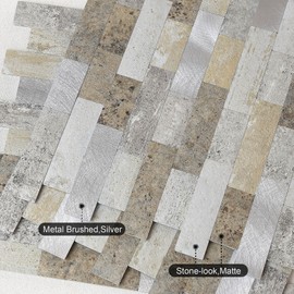 BeNice Kitchen Backsplash Peel and Stick Tile Stickers 3D Brick Matte,Linear Mosaic Sticky Tiles for Bathroom Shower Wall Fireplace Surround(10 pcs Forest Gray)