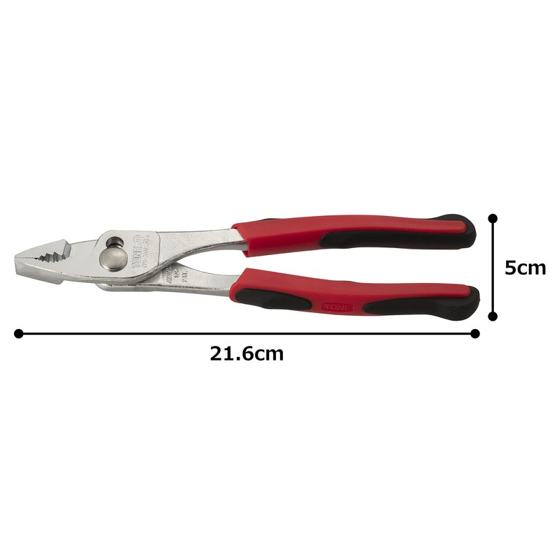 TONE Combination Slim Pliers (Master Grip Type) CPS-200G, Red, Total
