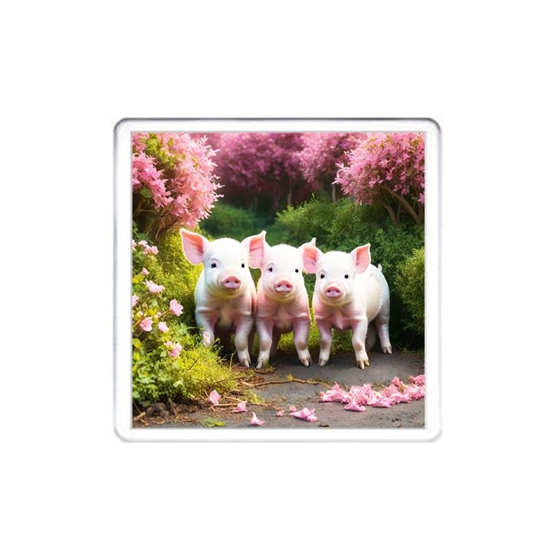 Pink Pig Coaster Set. 4 different Pig Pictures on 10cm