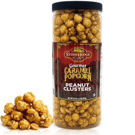 Stonehedge Farms Gourmet Peanut Caramel Popcorn Clusters | 20 oz Reclosable Container | Mix Of Carmel Pop Corn, Peanuts, and Butter Toffee | Holiday Snack Gift