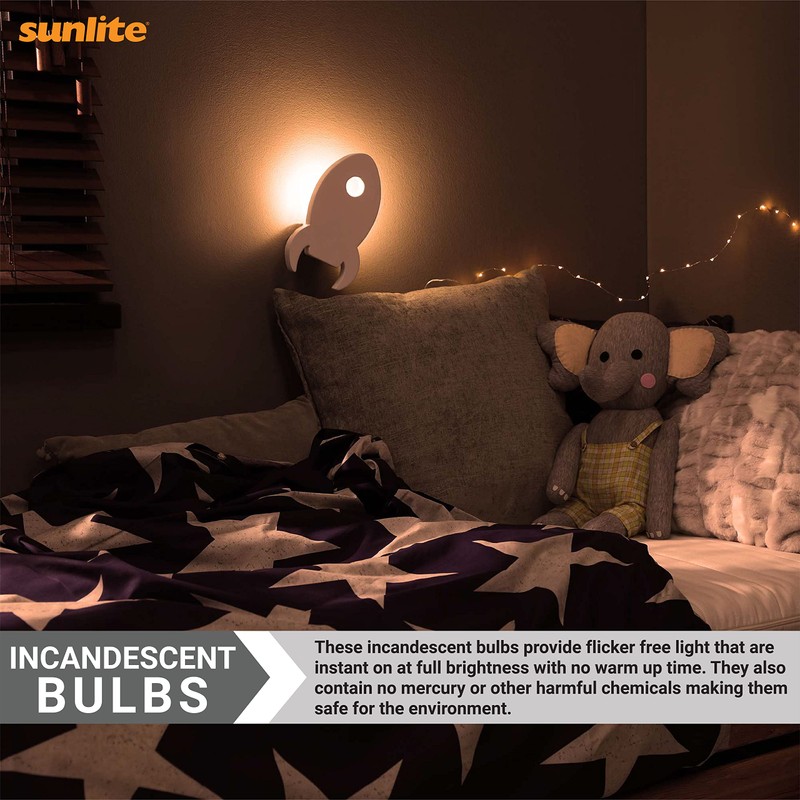 Sunlite 01280 7C7 Incandescent Bulb, 7 Watt, Candelabra E12 Base,