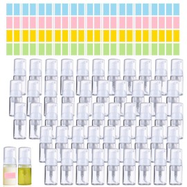 50 Pcs Foam Pump Bottle 1 oz Small Size Mousse Foam Soap Dispenser,Clear Plastic Empty Refillable Mini Foam Pump Bottle for Face Wash Shampoo Skin Care with 160 Labels（30 ml）