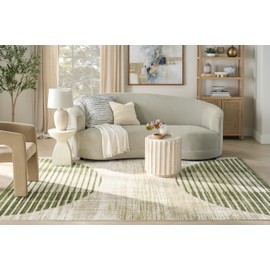 Nourison Astra Machine Washable Ivory Olive 6'7" x 9' Area Rug Easy Clean, Non Shedding, Bed Room, Living Room, Dining Room, Kitchen (7' x 9')