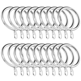 Baven Pack of 20 Metal Curtain Rings 45 mm Inner Diameter Curtain Decorative Rings Hanging Hooks with Fixed Eyelets for Curtain Rod, Silver