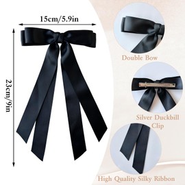 9PCS Hair Bows for Women Clips, Bow Hair Clips with Long Tails, Hair Ribbons for Women, Hair Bows for Girls, Hair Barrette Hair Ribbons Hair Accessories